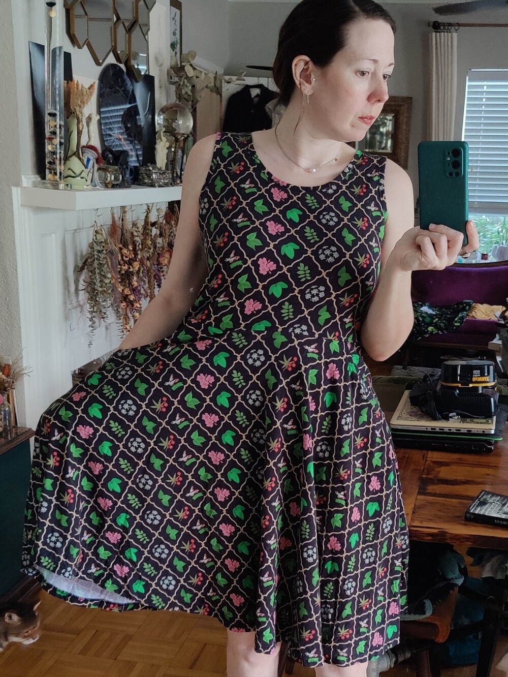 Svaha Size M Poisonous Plants Sleeveless Twirl Dress Huge Pockets